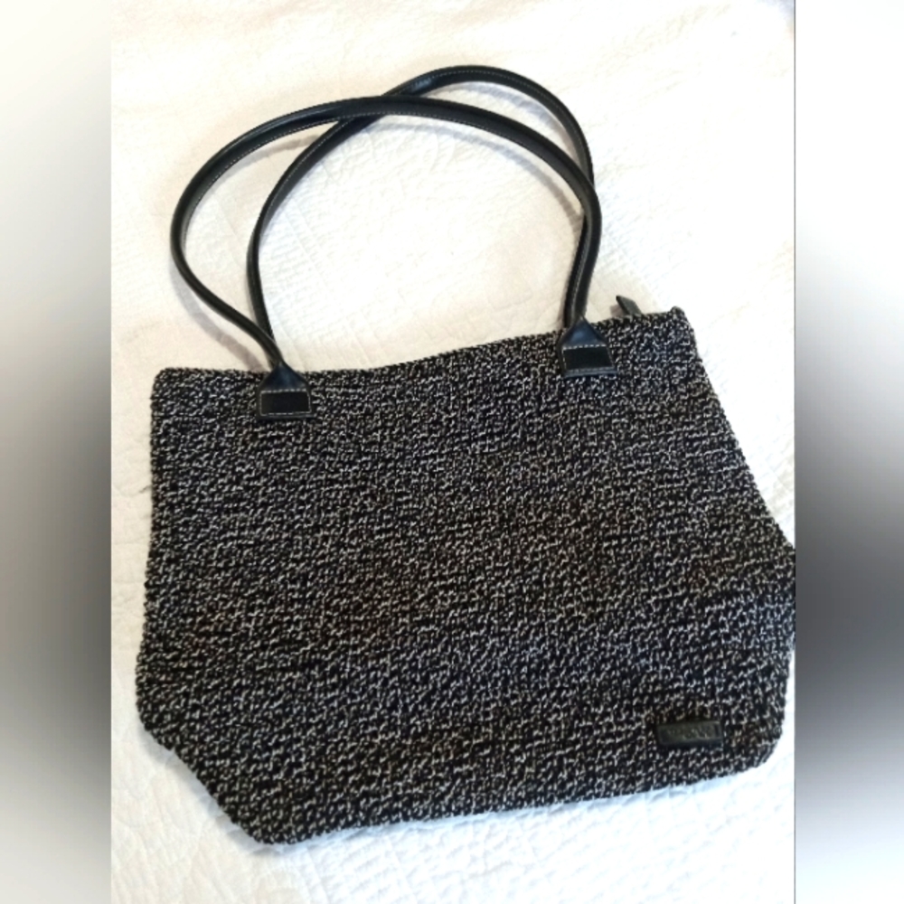 The SAK black and white woven tweed handbag purse